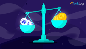Bitcoin and chips on scales